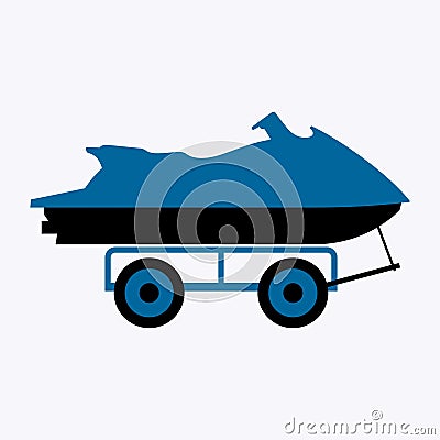 Personal watercraft on a mobile wheeled platform Vector Illustration