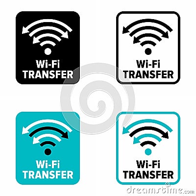 `Wi-Fi Transfer` direct mode of file sending information sign Vector Illustration
