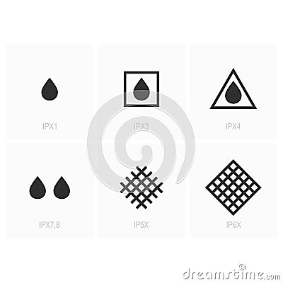 IP Ingress Protection Code Symbols Vector Illustration