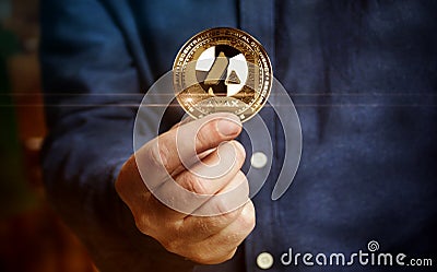 Avalanche Avax cryptocurrency golden coin 3d illustration Editorial Stock Photo