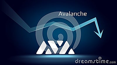 Avalanche AVAX in downtrend and price falls down. Vector Illustration