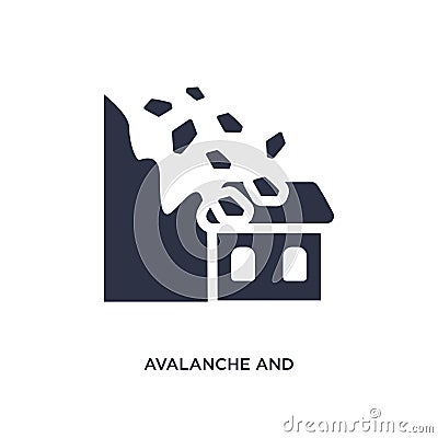 avalanche and house icon on white background. Simple element illustration from meteorology concept Vector Illustration