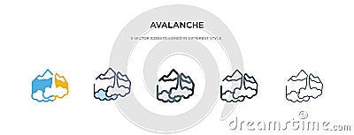 Avalanche icon in different style vector illustration. two colored and black avalanche vector icons designed in filled, outline, Vector Illustration