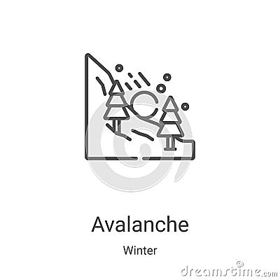 avalanche icon vector from winter collection. Thin line avalanche outline icon vector illustration. Linear symbol for use on web Vector Illustration