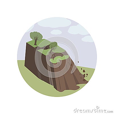 Avalanches, environment, landslide, landslip, natural color icon. Element of global warming illustration. Signs and symbols collec Cartoon Illustration