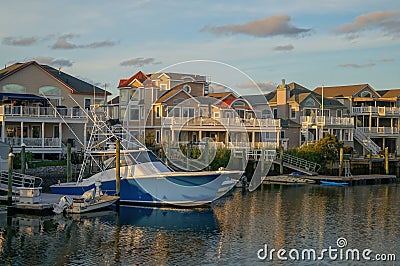 Avalon, New Jersey beach houses and boats Editorial Stock Photo