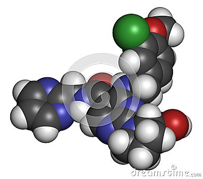 Avanafil erectile dysfunction drug molecule. PDE5 inhibitor used in treatment of impotence Stock Photo