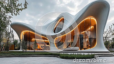 Avantgarde Architecture: Unique Design & Features of a Modern Building with Bold Colors, Unconventional Materials, & Stu Stock Photo