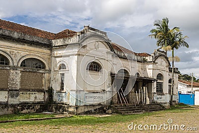 Acade of the Avare railway station, sealed after the repossession made by the City Hall, in the city of Avare Editorial Stock Photo