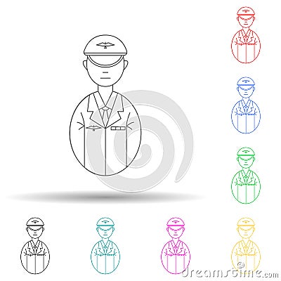 avatar aviator multi color style icon. Simple thin line, outline vector of avatars icons for ui and ux, website or mobile Stock Photo