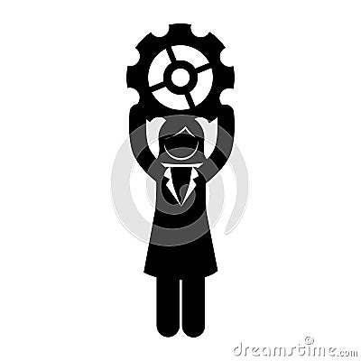Avatar businessperson with gear Vector Illustration