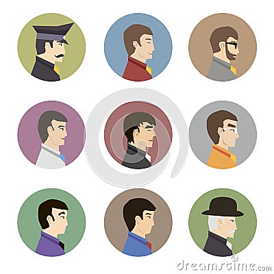 Avatar Collection of Stylish Handsome Male Characters in Modern Flat Design Vector Illustration Vector Illustration