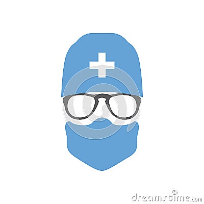 Avatar doctor surgeon in hat and mask. Vector Illustration