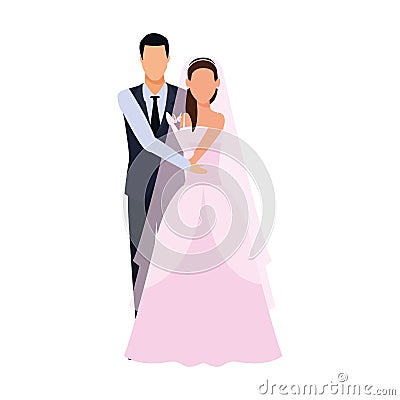 Avatar elegant groom and bride icon Vector Illustration