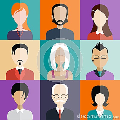 Avatar flat design icons. People Vector Illustration