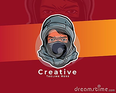 avatar hacker gamer mascot esport logo design , young wearing hoodie and mask, gamers logo template, avatar wearing mask Vector Illustration