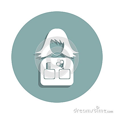 avatar of a hairdresser icon in badge style. One of Avatars collection icon can be used for UI, UX Stock Photo