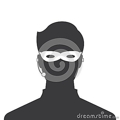 Avatar head profile silhouette call center thief mask male pict Stock Photo