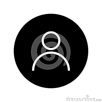 Avatar icon on black round. Avatar flat symbol Vector Illustration