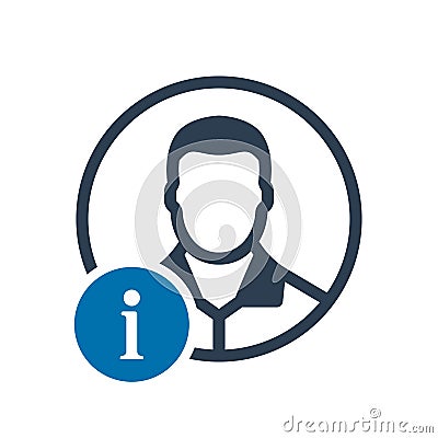 Avatar icon, social icon with information sign. Avatar icon and about, faq, help, hint symbol Vector Illustration