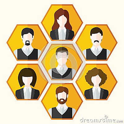 Avatar icons set of male and female characters Vector Illustration