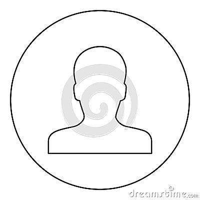 Avatar man face silhouette User sign Person profile picture male icon in circle round black color vector illustration image Vector Illustration