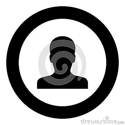 Avatar man face silhouette User sign Person profile picture male icon in circle round black color vector illustration image solid Vector Illustration