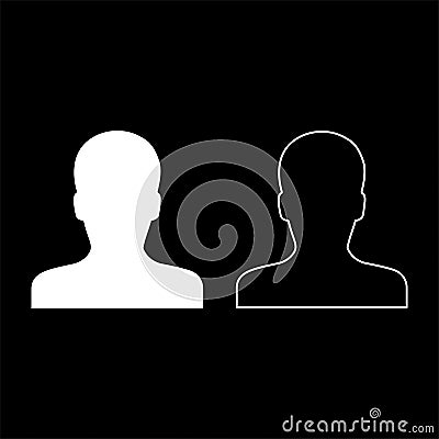 Avatar man face silhouette User sign Person profile picture male icon white color vector illustration flat style image set Vector Illustration