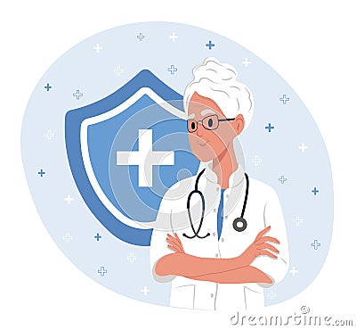 Avatar of a medical consultation elderly female doctor , an online health care pharmacist expert. Portrait of a young Stock Photo