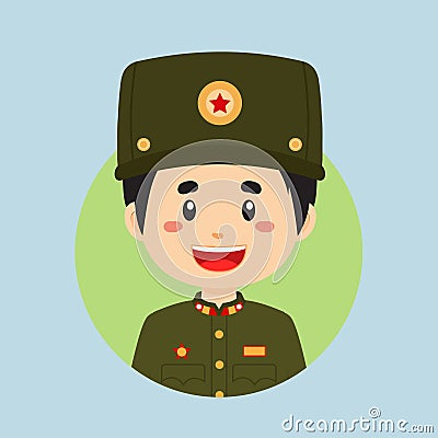 Avatar of a North Korea's Military Character Vector Illustration