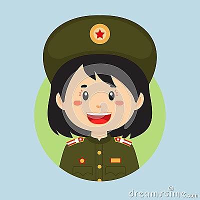 Avatar of a North Korea's Military Character Vector Illustration