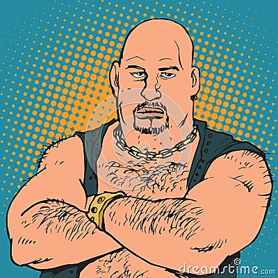 Avatar portrait bald biker Vector Illustration