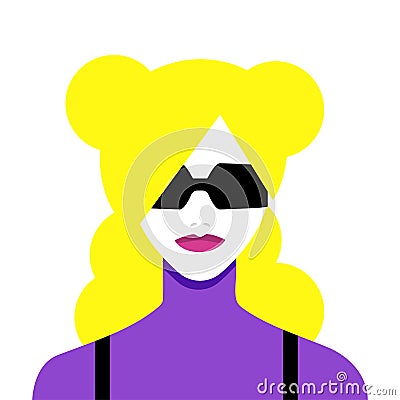 Avatar of pretty blondine. Portrait of fashionable girl. flat vector illustration Vector Illustration