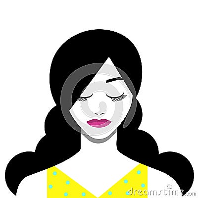 Avatar of pretty brunette. Portrait of fashionable girl. flat vector illustration Vector Illustration