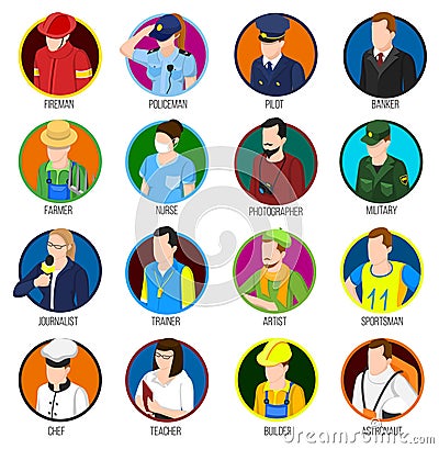 Avatar Professions Icon Set Vector Illustration