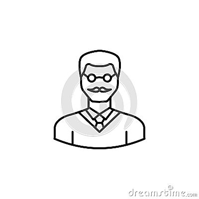 Avatar professor outline icon. Signs and symbols can be used for web logo mobile app UI UX Vector Illustration