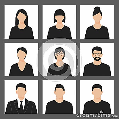 Avatar profile picture icon set including male and female Vector Illustration