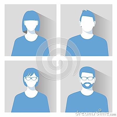 Avatar profile picture icon set including male and female Vector Illustration