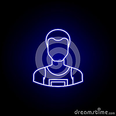 avatar runner line icon in blue neon style. Signs and symbols can be used for web logo mobile app UI UX Stock Photo