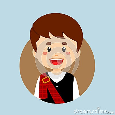 Avatar of a Scotland Character Vector Illustration