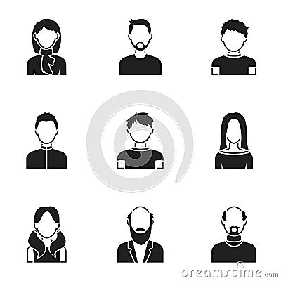 Avatar set icons in black style. Big collection of avatar vector symbol stock illustration Vector Illustration