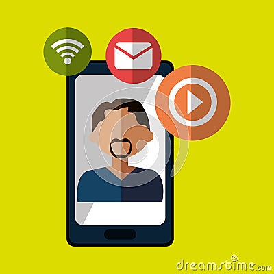 avatar smartphone play Cartoon Illustration