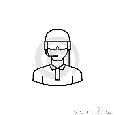 Avatar soldier outline icon. Signs and symbols can be used for web logo mobile app UI UX Vector Illustration