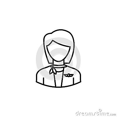 Avatar stewardess outline icon. Signs and symbols can be used for web logo mobile app UI UX Vector Illustration