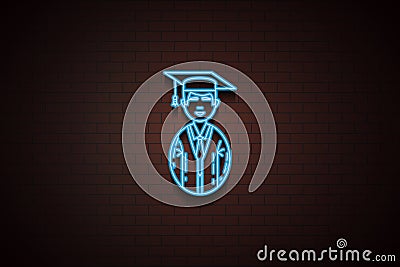 avatar student icon in neon style. One of Avatars collection icon can be used for UI/UX Stock Photo