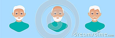 Portrait of a stylish elderly man with a beard. Flat vector illustration Vector Illustration