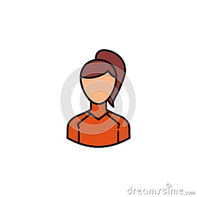 Avatar volleyball player outline colored icon. Signs and symbols can be used for web logo mobile app UI UX Vector Illustration