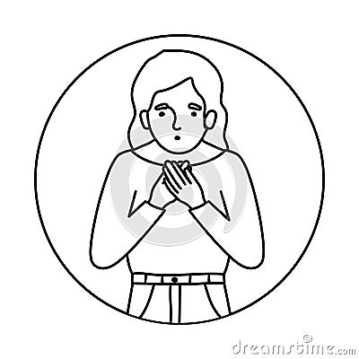 Avatar woman feeling sick dizzy and with nauseous vector design Vector Illustration
