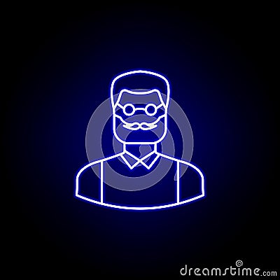 avatar writer outline icon in blue neon style. Signs and symbols can be used for web logo mobile app UI UX Stock Photo