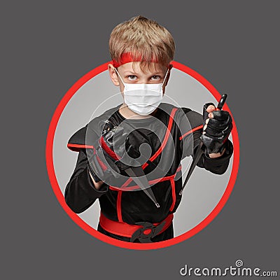 Avatar of young ninja Stock Photo